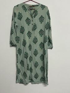 Light Green Printed Cotton Kurta