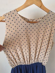 Chic Polka Dot &amp; Pleated Midi Dress