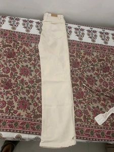Cream Wide Leg Jeans