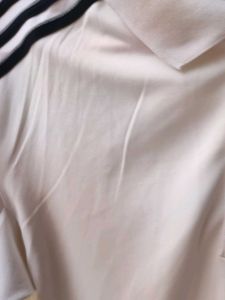Adidas White Polo Shirt with 3 Stripes