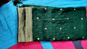 pure dola silk Emerald Green Saree with stone