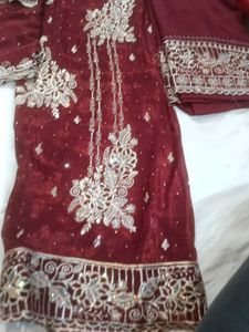 Embroidered Maroon suit Set