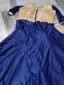 Embroidered Blue Velvet Saree