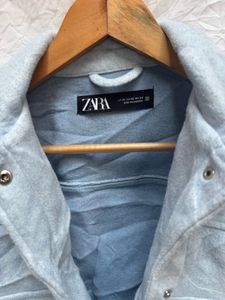 Zara Light Blue Cropped Jacket