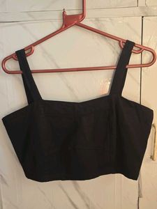 Black Sleeveless Corset Crop Top