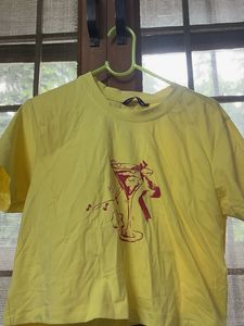Yellow Graphic Cropped tee worn once