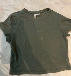 Olive Green Basic crop T-Shirt