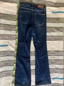 Flared Dark Blue Denim Jeans