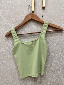 Light Green Ribbed Square Neck Tank Top