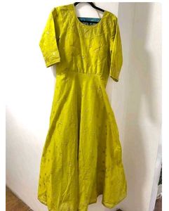 Elegant Yellow Embroidered Anarkali