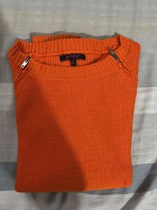 Vibrant Orange Zipper Detail Sweater