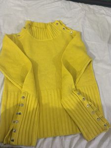 Yellow Knit Turtleneck Sweater