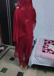 Maroon Chikankari Kurta Set pant duptta