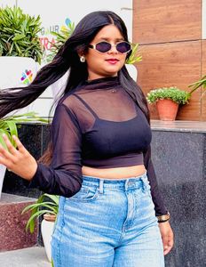Stylish Black Sheer Crop Top