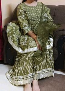 Beautiful Olive Green Kurta Set with Dupatta