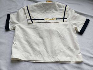 Nautical Style White Top with Anchor Detail