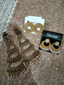Set of 3 Pairs Ethnic Earrings