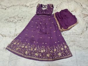 Purple Embroidered Lehenga Choli Set