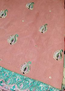 Elegant Pink Embroidered Saree