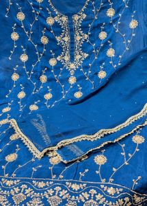 New Elegant Blue Embroidered  handwork Kurta Set