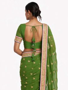 Beautiful Embroidered Green Saree