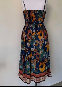 Boho Floral Print Midi Dress