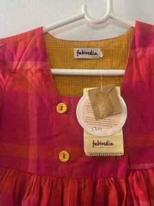 Fabindia Pink Plaid Frock