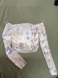 Off Shoulder White Crop Top- ZARA