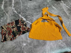 Chic Smocked Floral Tube Top &amp; Knit Halter