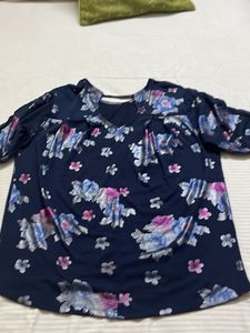 Navy Floral Print Top