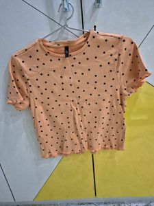 Polka Dot Ribbed Top