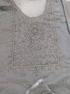 Elegant Grey Embroidered Kurta Set