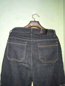 Straight Fit Dark Wash Cargo Jeans