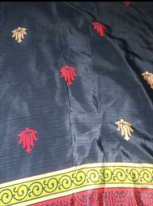 satin Blue Floral Print Saree