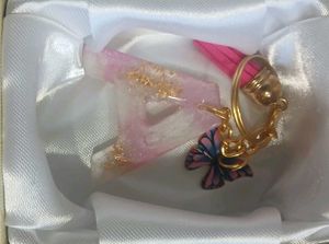 Resin Letter C Keychain with Seashells