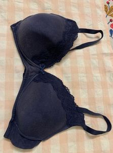 Navy Blue Lace Tshirt Trim Bra