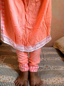 Peach Kurta with Leggings Set