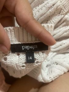 White Cropped Knit Cardigan