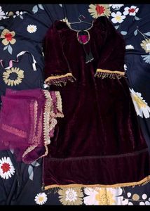 Elegant Velvet Kurti Set with Dupatta