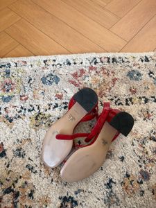 Prada Red Vinyl Sandals