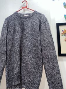 Cozy Grey Speckled Knit Sweater