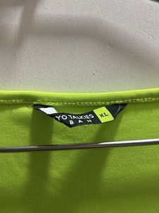 Neon Green Button-Up Midi Dress