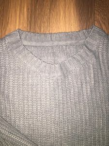 Grey Knitted Cropped Sweater