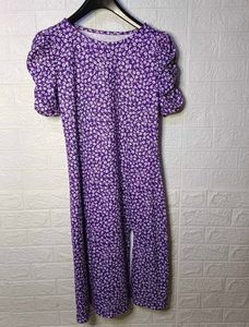 Chic Purple Floral Midi Dress with Slit