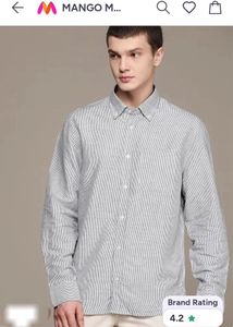 MANGO MAN Men's Striped Shirt