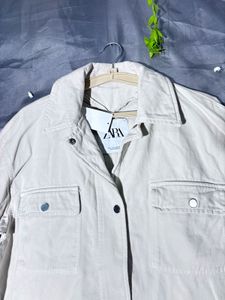 ZARA White shacket utility  Jacket