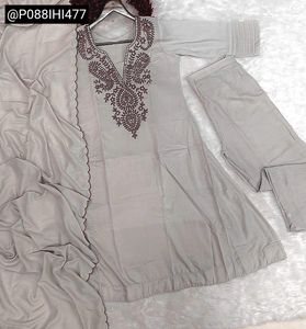 Premium Muslin Kurta Set With Mirror Work