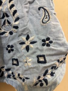 Embroidered Denim Vest