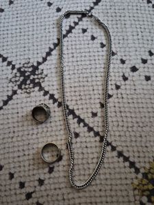 Silver Chain and Rings Set