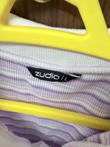 Purple Striped Cropped Polo Top